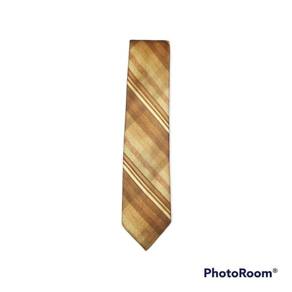 Wemlon By Wembley Brown Stripped Tie - Picture 1 of 6